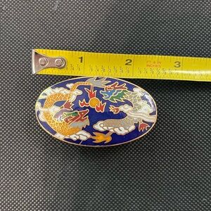 Vintage Miniature Oval Trinket Box Cloisonné Dragon Design